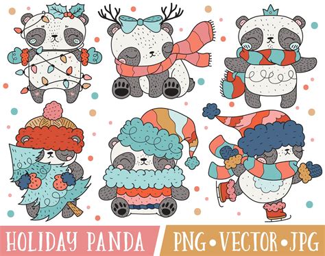 Cute Christmas Panda Bear Clipart Images Cute Holiday Panda