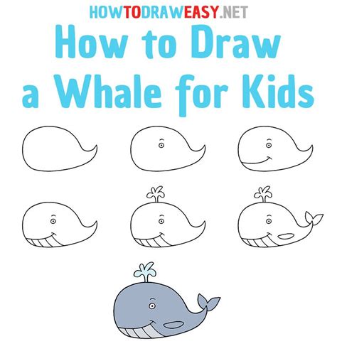 How To Draw A Whale Step By Step Easy Drawings For Kids Art Drawings