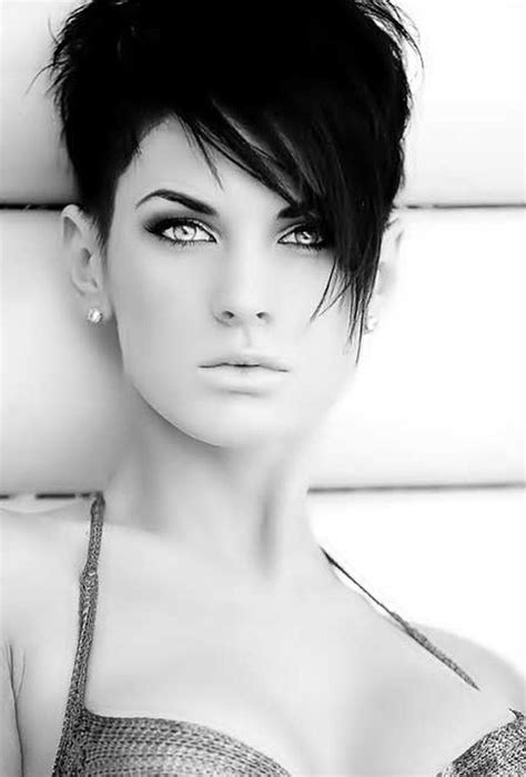 Pin all your hair into a ponytail and slightly pull your top. Funky short pixie haircut with long bangs ideas 86 ...