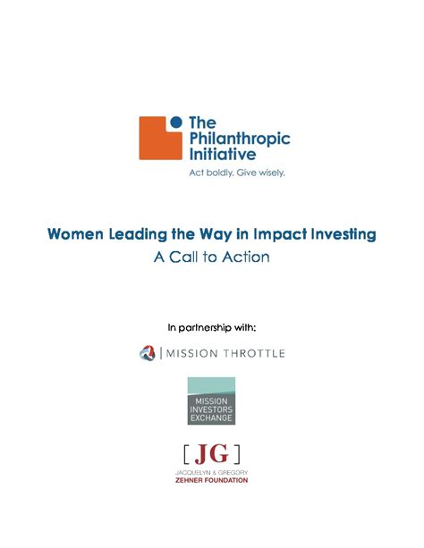 Women Leading The Way In Impact Investing The Philanthropic Initiative