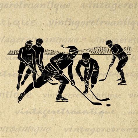 Printable Digital Hockey Players Image By Vintageretroantique Sports