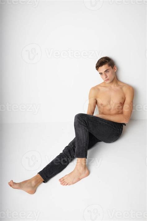 Man Sitting On The Floor Naked Torso Modern Style Self Confidence