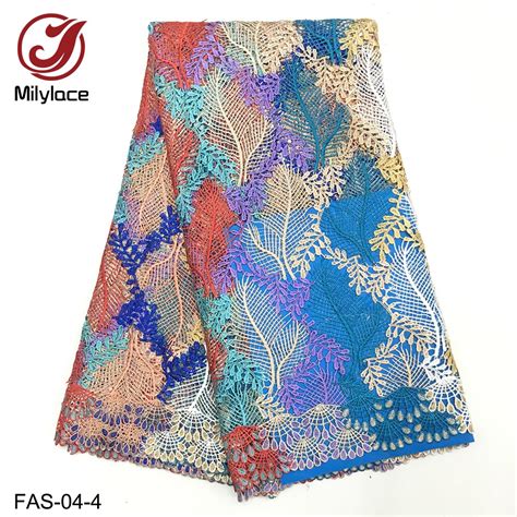 milylace 2019 new african guipure lace fabric colorful embroidery water soluble lace beading