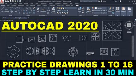 Autocad 2020 Tutorials Practice Drawings In Autocad 1 To 16 Youtube