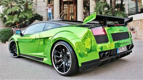 Chrome Green Lamborghini Gallardo Loud Start Up And Sound Youtube
