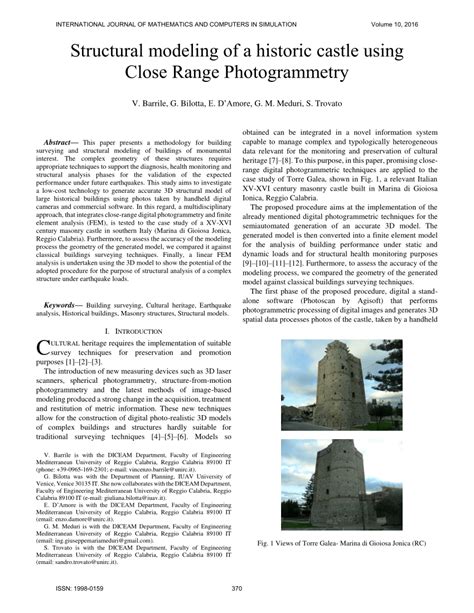 Pdf Structural Modeling Of A Historic Castle Using Close Range