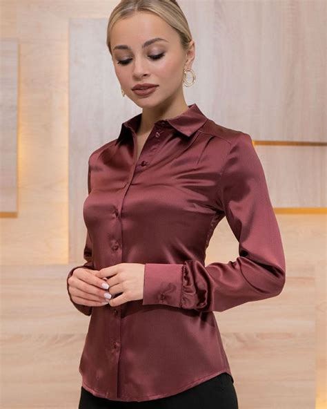 Pin By Kdian On Satin In 2020 Satin Blouses Satin Satin Blouse