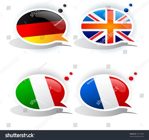 Speech Bubbles Symbols National Flags Stock Vector Royalty Free 79710343