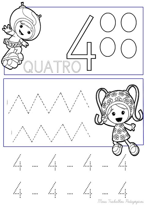 Atividades De Matemática Número 4 Para Pontilhar E Colorir Receba