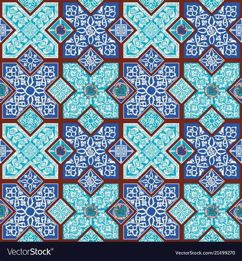 Seamless Pattern In The Form Of Persian Tiles Mosaic Decorated With