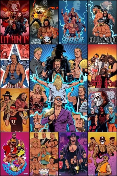 Pin By Andre Green On Cartoons Of Pro Wrestlers Wrestling Posters Cartoon Wallpaper Wwe Funny