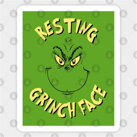 Resting Grinch Face Christmas Sticker Teepublic