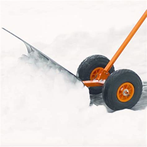 Snow Shovel With Wheels For Driveway Doorway Ohuhu Heavy Duty Metal