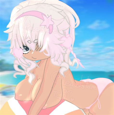 Rule 34 Beach Background Beachball Big Breasts Gacha Gacha Life Gyaru Naked Female Topless