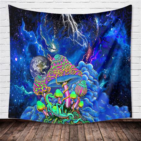 Colorful Mushrooms Tapestry Plant Wall Tapestry Wall Etsy