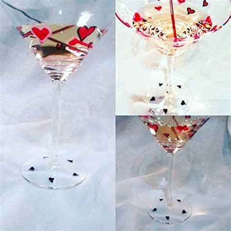 Valentines Day Hearts Martini Glass Handmade