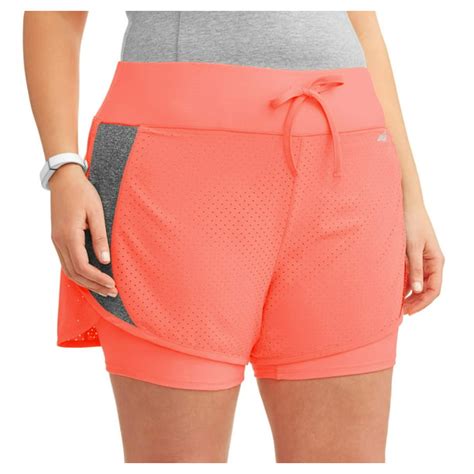 Avia Womens Plus Size Active Perforated Running Short With Built In Compression Shorts