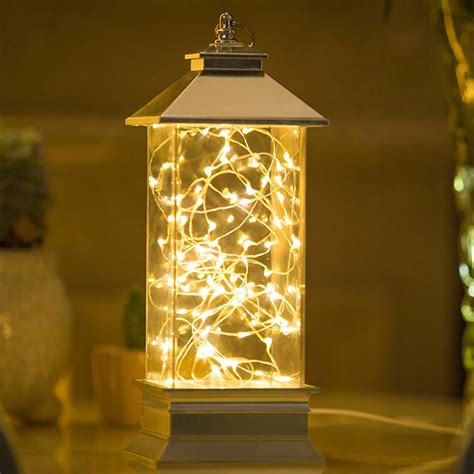 Classical Night Light Bell Jar Display Wooden Base Led Warm White Light