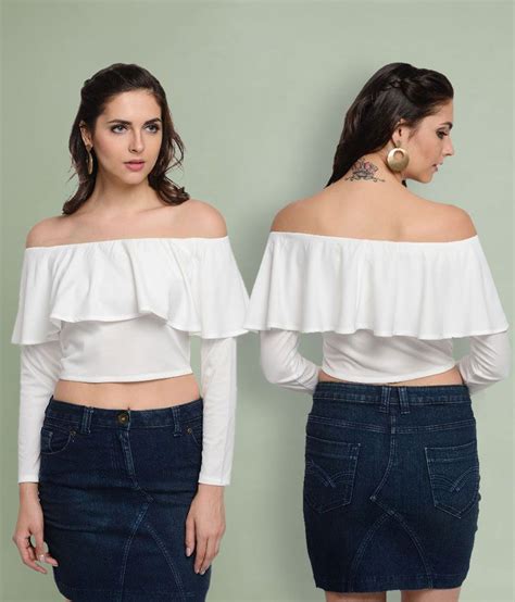 At499 White Polyester Crop Top Buy At499 White Polyester Crop Top Online At Best Prices In