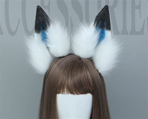 Blue Wolf Ears And Tail Setfurry Animal Earswolf Cosplay Etsy