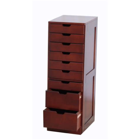 A separate desktop organizer adds storage space. FurnitureMaxx Cherry Finish 9 Drawers File Cabinet ...