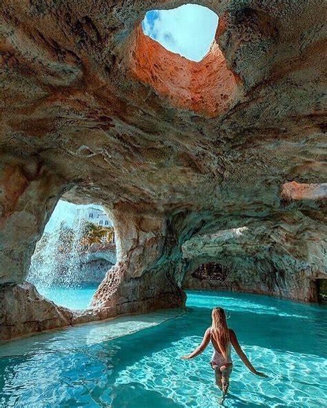 Beautiful Natural Cave Pool In The Bahamas Double Tap If You Would Swim Here F
