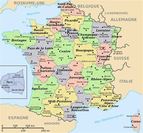 Liste des principales villes de france, classées par nombre d'habitants. Carte de France départements villes et régions - Arts et ...