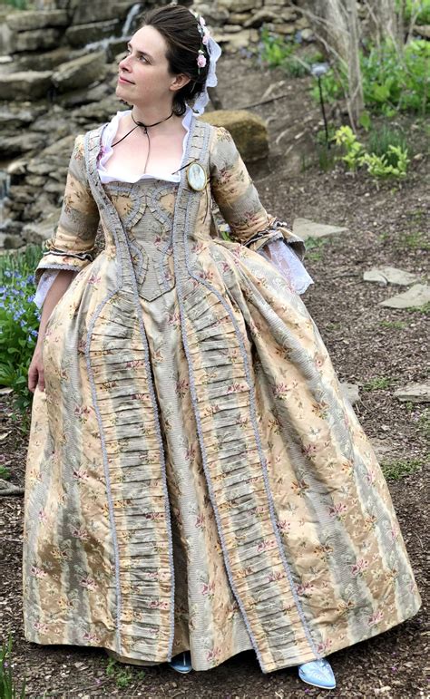 1760s Style Robe A La Francaise With Stomacher 18th Century Sack Back Dress Historical Costume