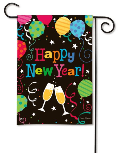 Happy New Year Champange And Balloons Celebration Garden Flag
