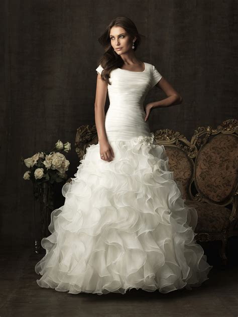 Check out our plus size wedding dress selection for the very best in unique or custom, handmade pieces from our dresses shops. Ball Gown square neck organza ruffle modest wedding dress ...