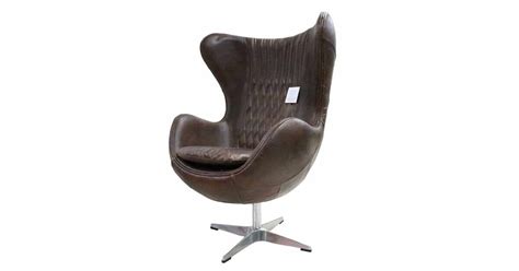 Vintage Brown Distressed Real Leather Aviator Retro Swivel Egg Armchair