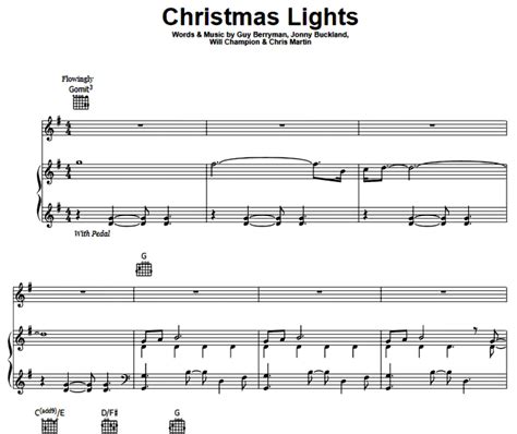 Coldplay Christmas Lights Free Sheet Music Pdf For Piano The Piano