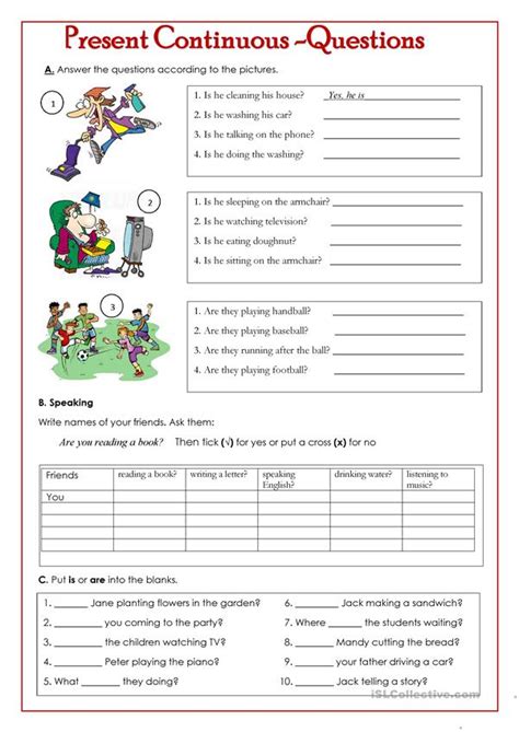 Present Continuous Questions English Esl Worksheets For Distance