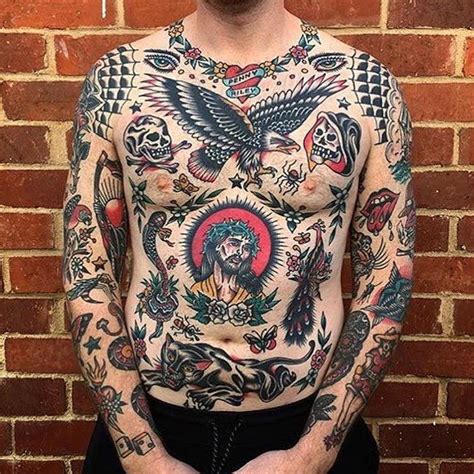 Joshsutterby Traditional Chest Tattoo Traditional Tattoo
