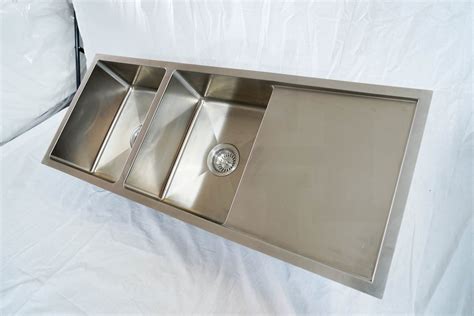 Granite & stainless steel kitchen sinks online australia wide. 1110mm Double Bowl Handmade Stainless Steel Sink with Side ...