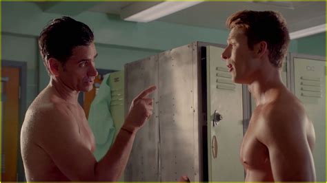 John Stamos Glen Powell Strip Again For Another Scream Queens Shower Scene Video Photo