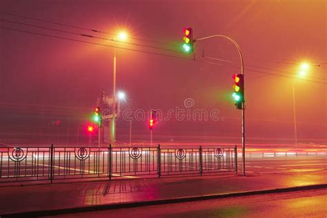 Traffic Light At Night Stock Image Image Of Scene Road 130444293