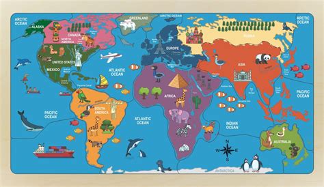 World Map Puzzle Naming Continents Countries Oceans
