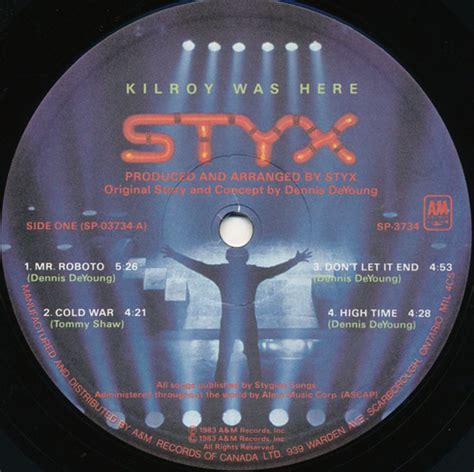 Styx ‎ Kilroy Was Here 1983 Original Vinyl Pursuit Inc