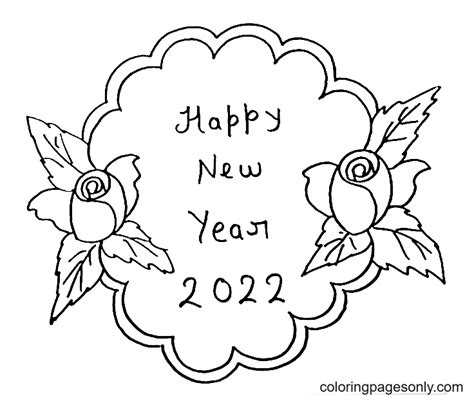 Happy New Year Drawing 2022 Coloring Pages Happy New Year 2022
