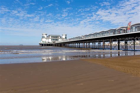Summer On The Beach And Grand Pier Weston Super Mare Somerset England