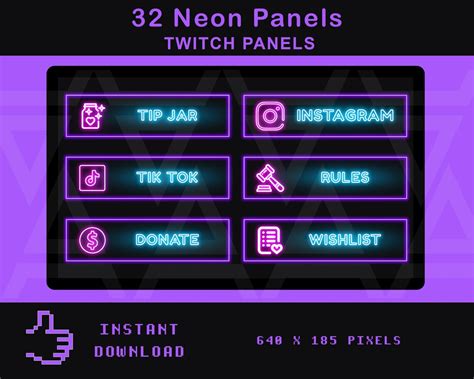 32 Neon Twitch Panels Neon Panels For Twitch Twitch Etsy