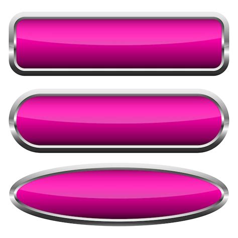 Set Of Pink Glossy Buttons Illustration Premium Vector