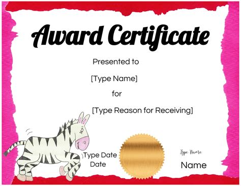 Free Custom Certificates For Kids Customize Online And Print At Home