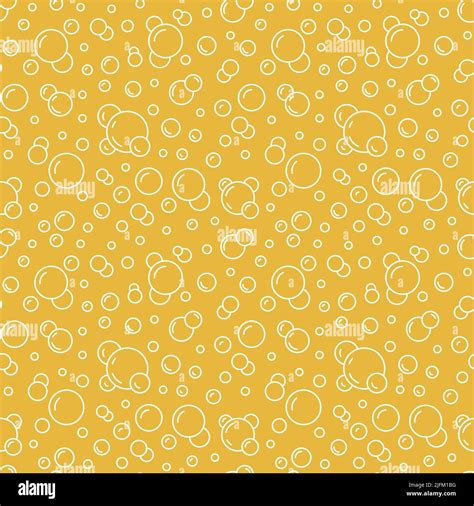 Bubbles Vector Seamless Pattern With Flat Line Icons Yellow White