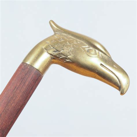 Wooden Walking Stick Demountable Vintage Solid Brass Eagle