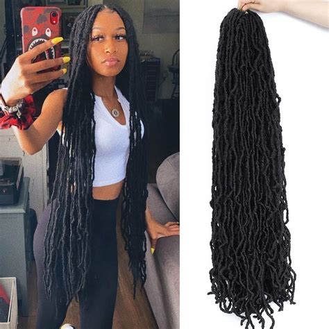 buy soft new faux locs super long goddess crochet hair pre looped natural braid curly wave