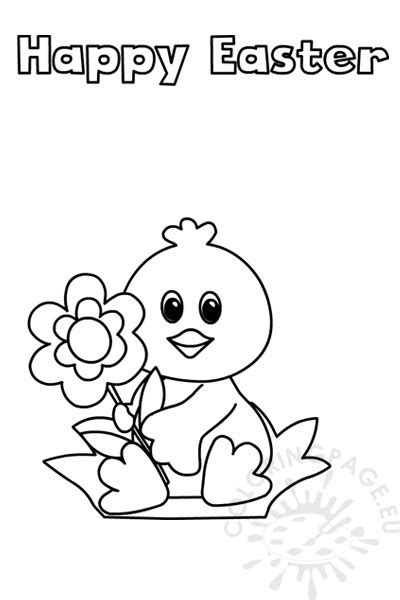 Happy Easter Chick Color For Kids Coloring Page