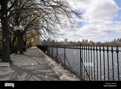 Pedestrian Path Southwards From The Central Park Reservoir New York