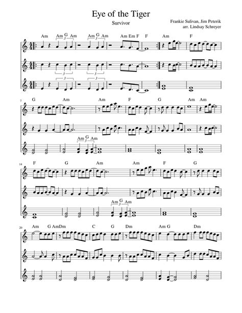 Eye Of The Tiger Sheet Music For Piano Mixed Trio